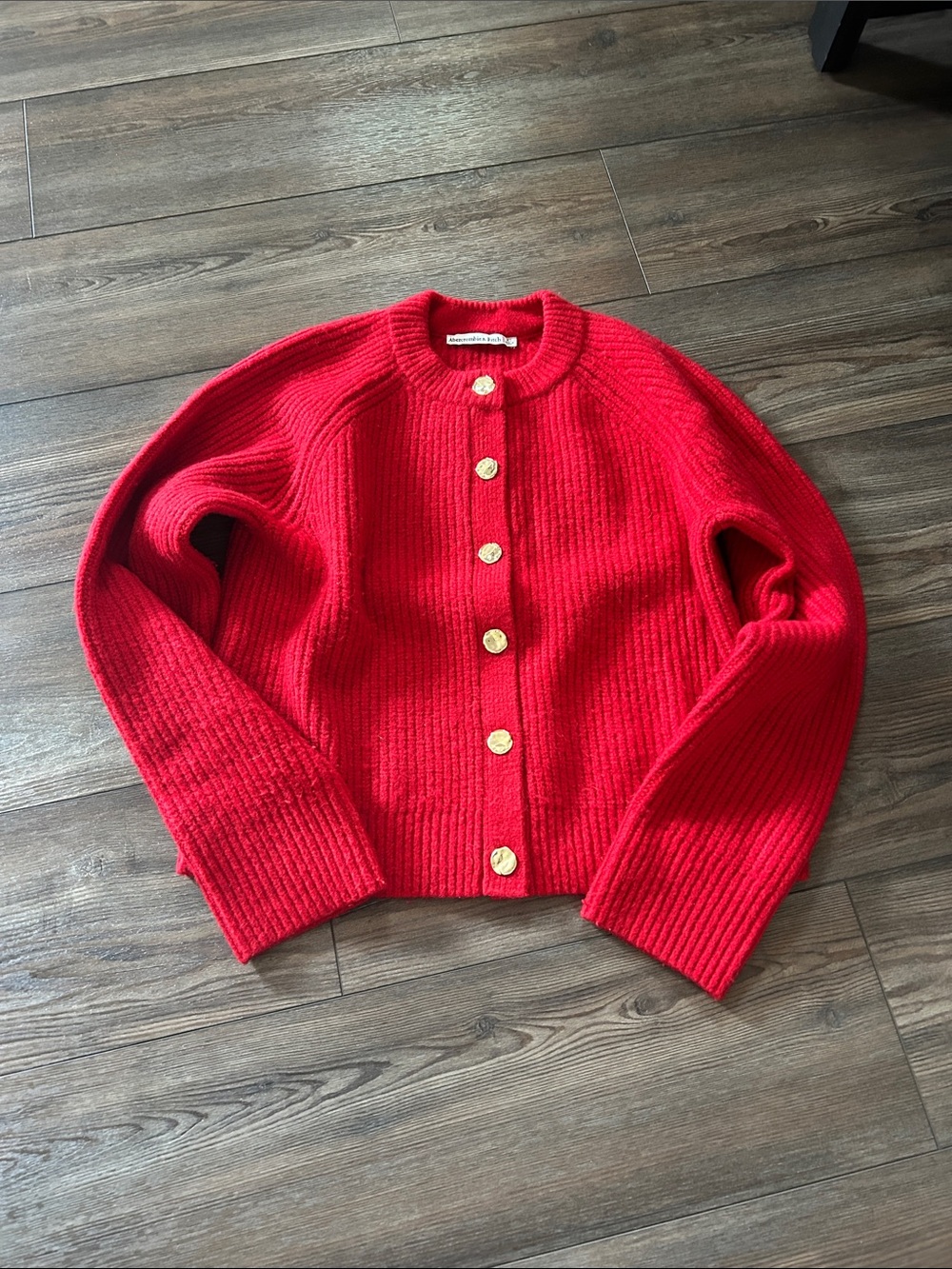 Abercrombie Red Button-Front Women's Ribbed Sweater